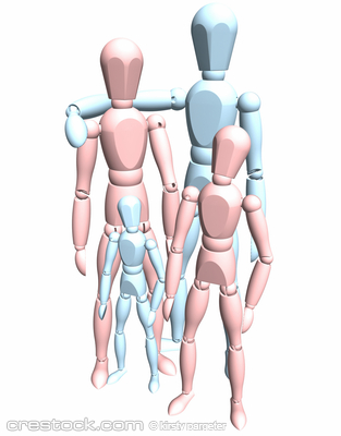 3D render of a family